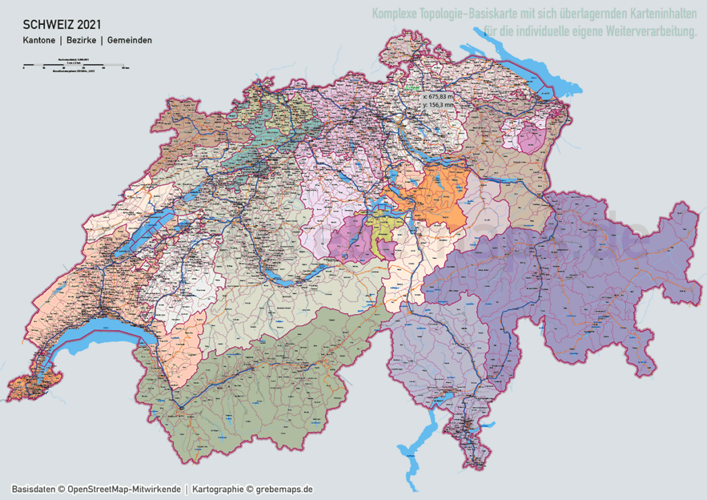 Schweiz Vektorkarte Kantone Gemeinden - grebemaps Kartographie