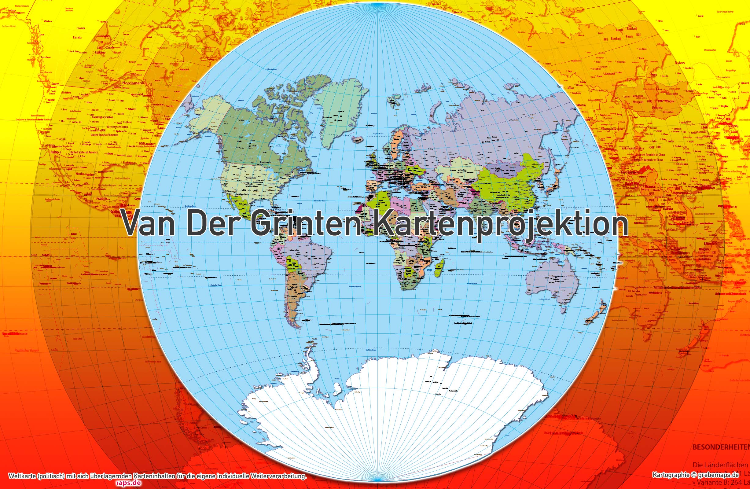 Weltkarte politisch - Van Der Grinten Kartenprojektion - ebenen-separierte editierbare Vektorkarte für Illustrator zum Download, Weltkarte politisch Vektor-Download Illustrator van der Grinten, vector map world van der grinten, Weltkarte bearbeitbar, AI