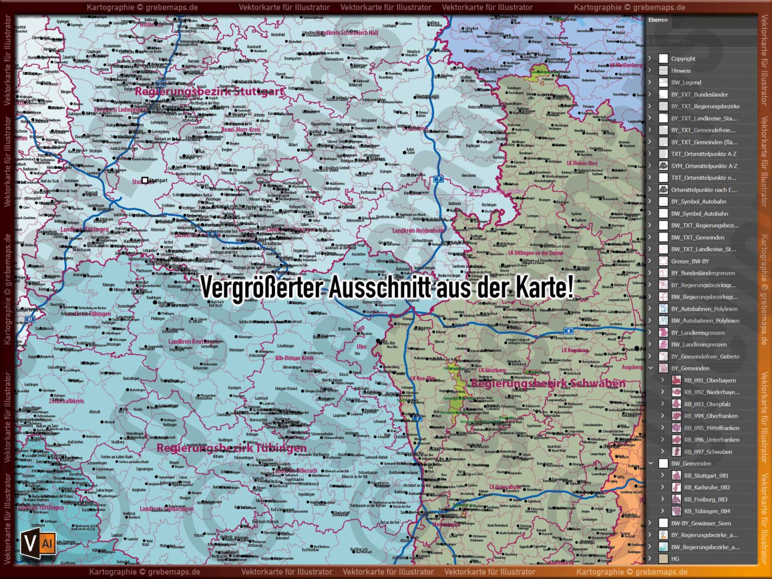 baden-w-rttemberg-und-bayern-vektorkarte-landkarte-regierungsbezirke