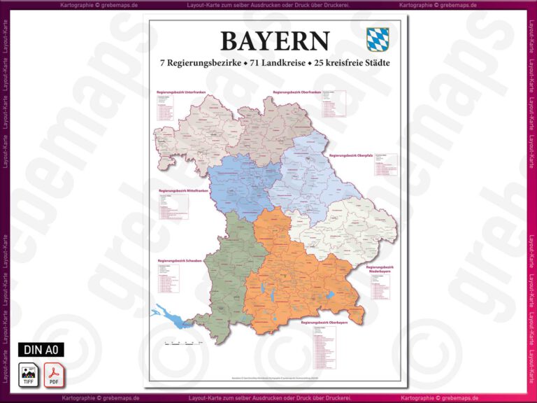 Regierungsbezirke Bayern Karte Mit Städten