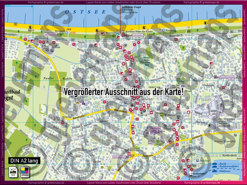 Zingst Ortsplan TouristMap Layout-Karte Landkarte - DIN A2 lang
