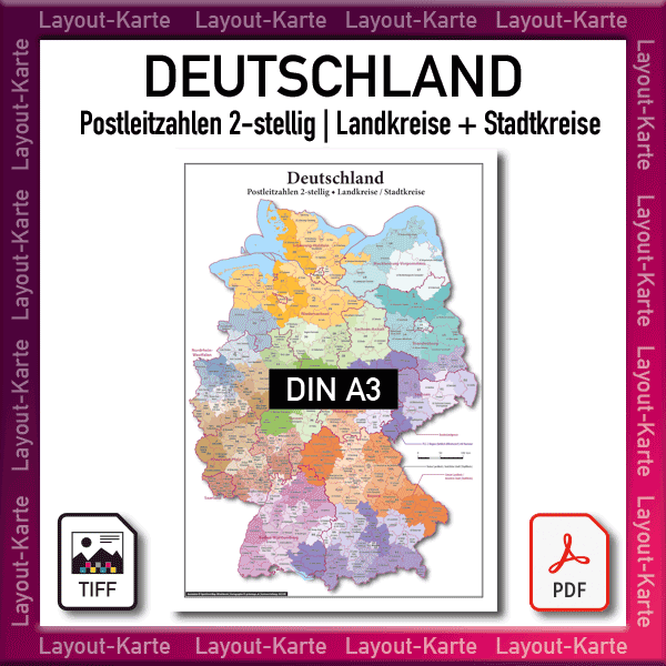 Postleitzahlenkarte Deutschland drucken, PLZ-Karte Deutschland, Karte Postleitzahlen Deutschland drucken