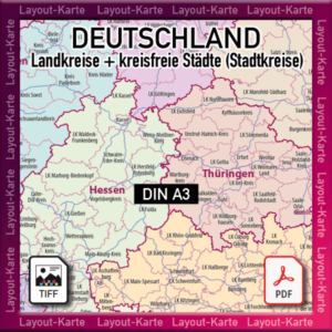 Deutschland Layout-Karte Landkreise kreisfreie Städte Landkarte - DIN