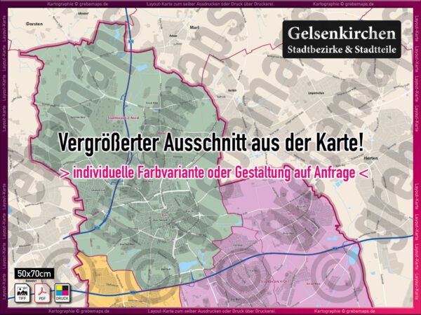 Gelsenkirchen LayoutKarte Stadtkarte Stadtbezirke Stadtteile