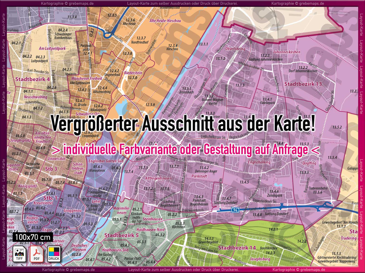 stadtteile münchen karte mit straßen