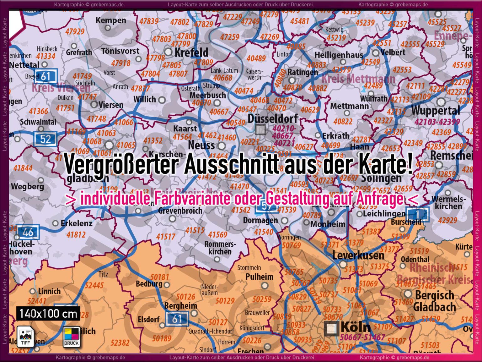 Deutschland (Süd) Layout-Karte Postleitzahlenkarte PLZ 5-stellig