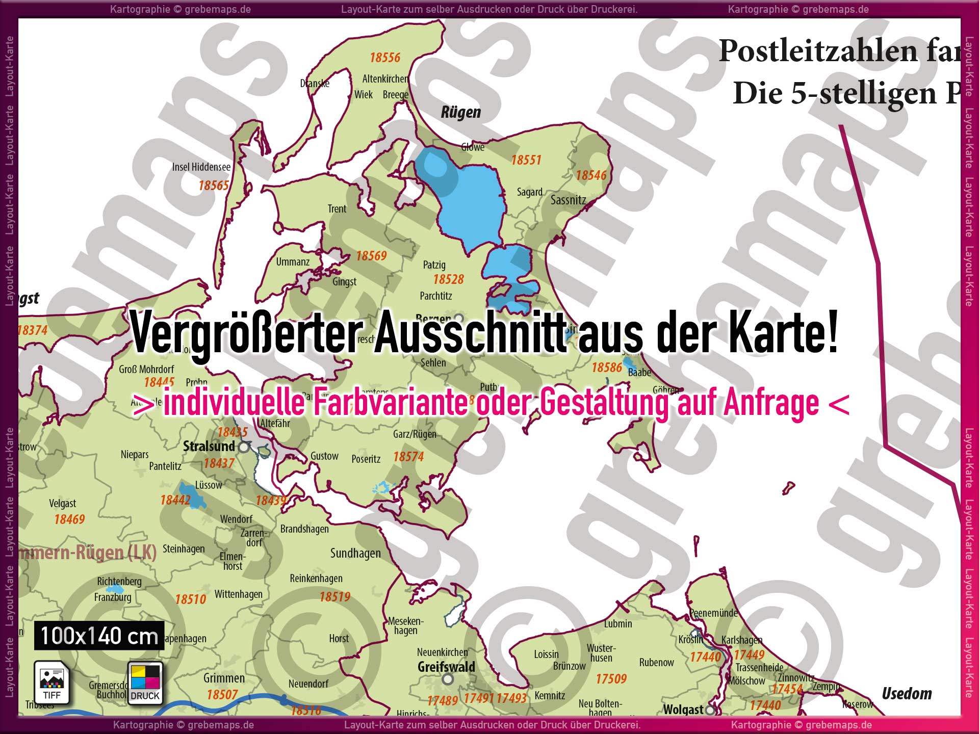 Deutschland Postleitzahlenkarte NEUE AUFLAGE - Carta Murale Della Germania Con Codici Postali, Laminata, 97x119 Cm, 1:760.000