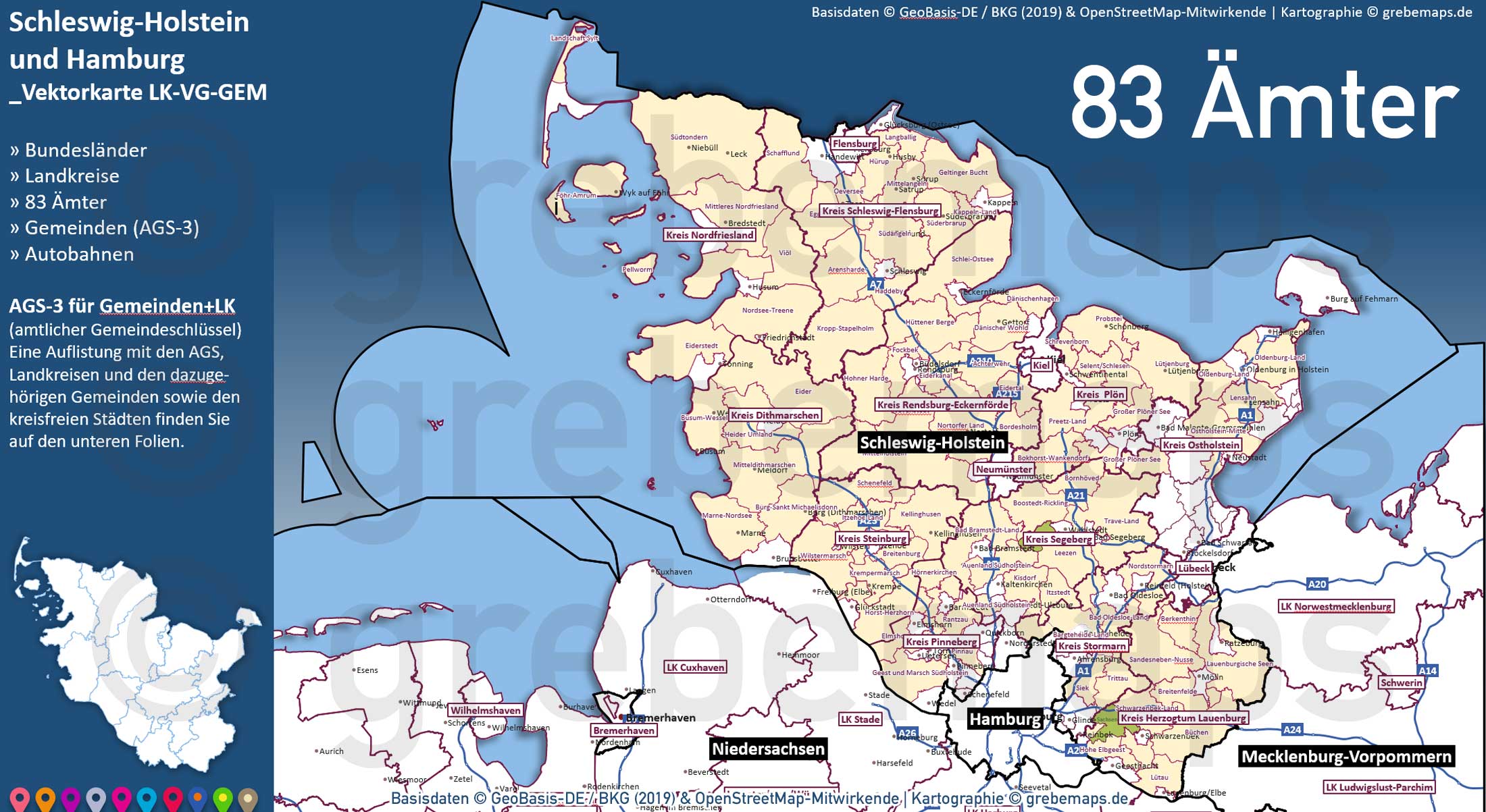 60144_powerpoint_karte_schleswig_holstein_hamburg_gemeinden_landkreise_landkarte_vektordatei_vektorkarte_editierbar_bearbeitbar_kartengrafik_17 Karte Schleswig-Holstein Landkreise Stadtkreise Ämter Gemeinden
